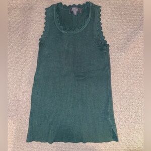 Marled Teal Scalloped Tank Top